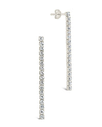 Sterling Silver CZ Linear Drop Earrings Earrings Sterling Forever Silver 