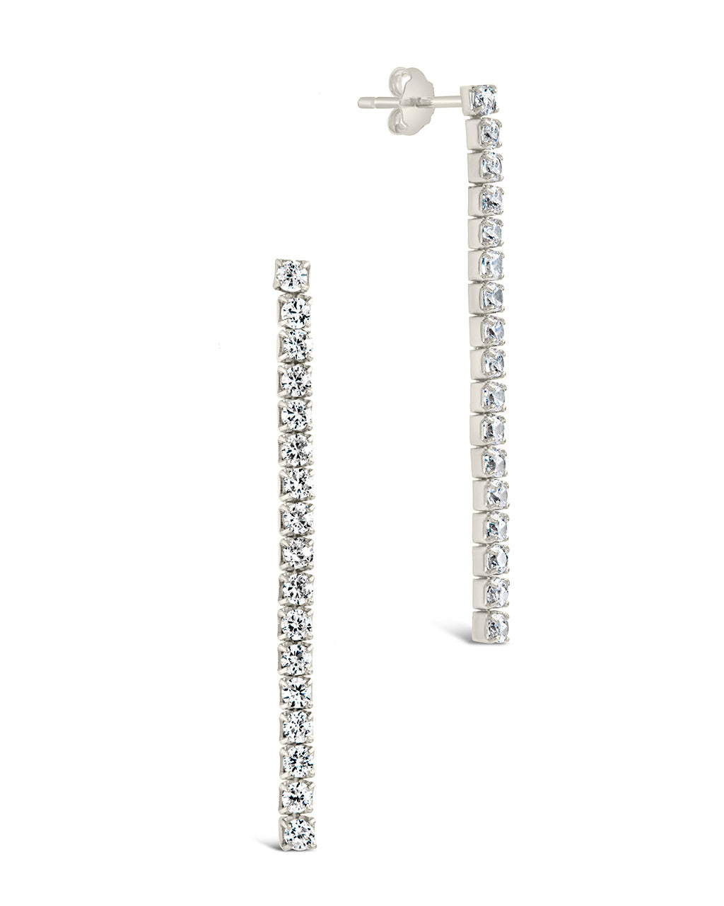 Sterling Silver CZ Linear Drop Earrings Earrings Sterling Forever Silver 