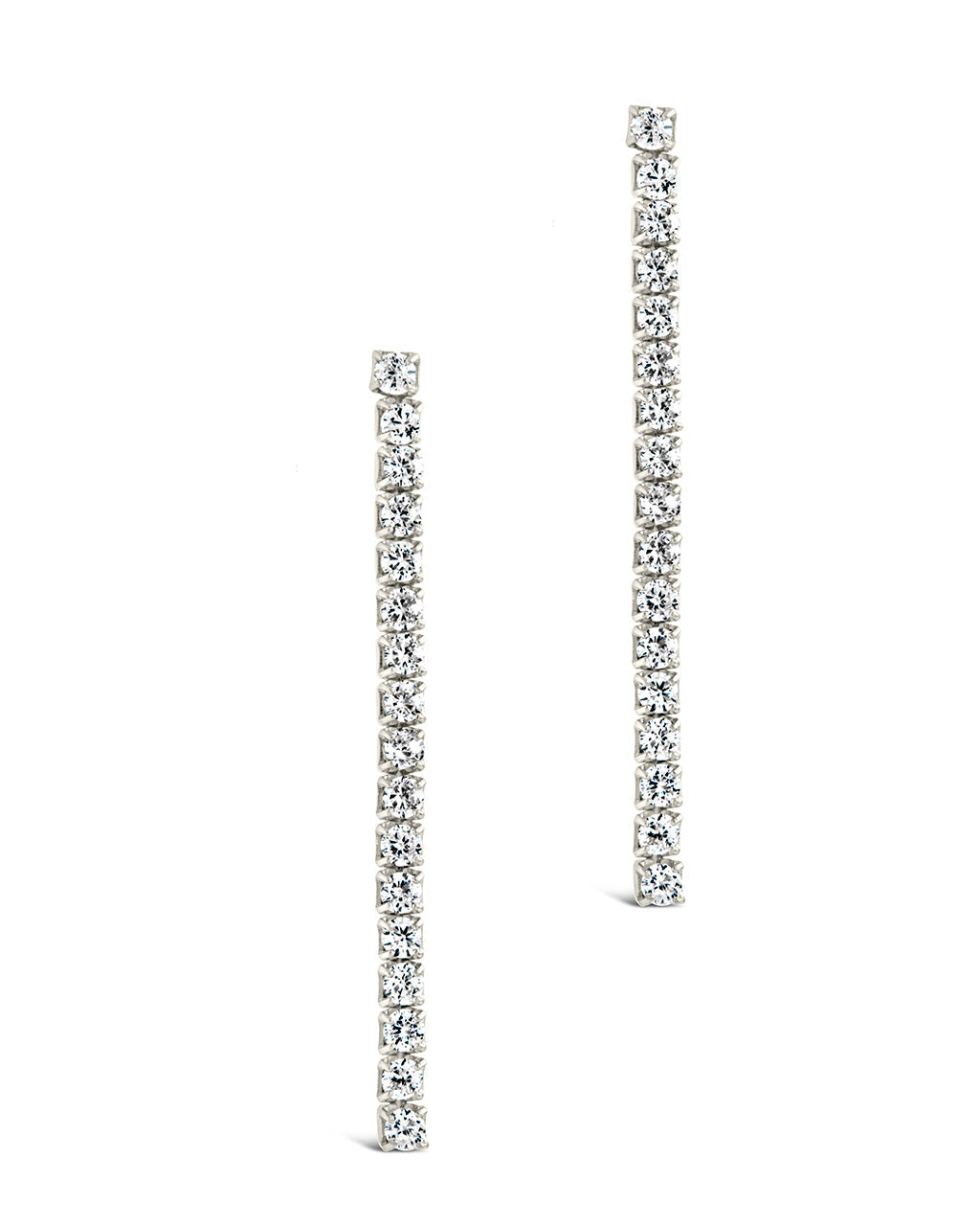 Sterling Silver CZ Linear Drop Earrings Earrings Sterling Forever 