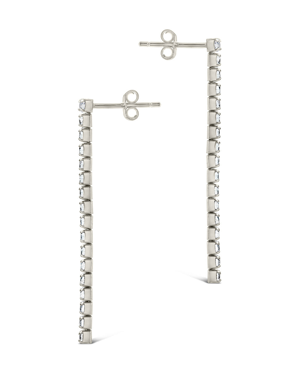 Sterling Silver CZ Linear Drop Earrings Earrings Sterling Forever 