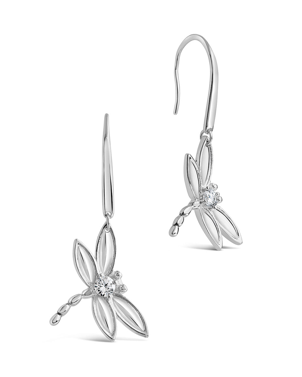 Sterling Silver CZ Dragonfly Dangle Earrings Earring Sterling Forever Silver 