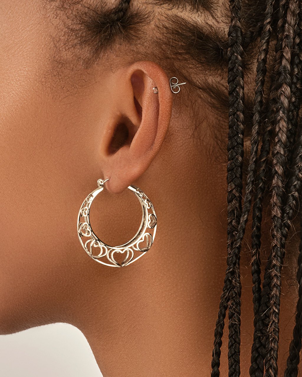 Cut Out Heart Hoops Earring Sterling Forever 