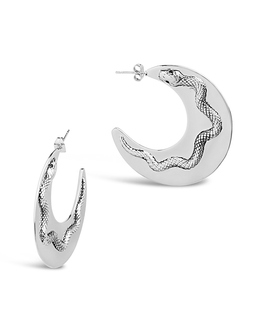 Sterling Silver Flat Snake Hoops Earring Sterling Forever 
