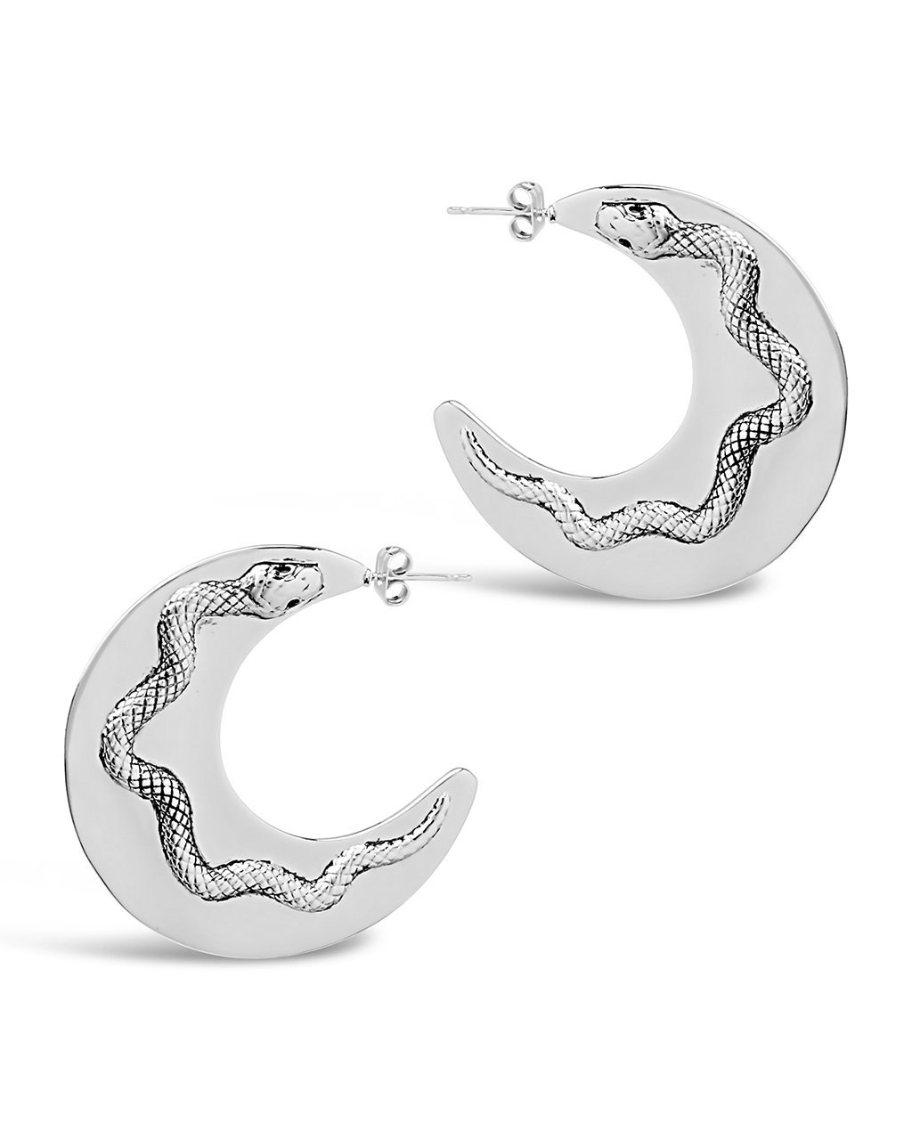 Sterling Silver Flat Snake Hoops Earring Sterling Forever Silver 