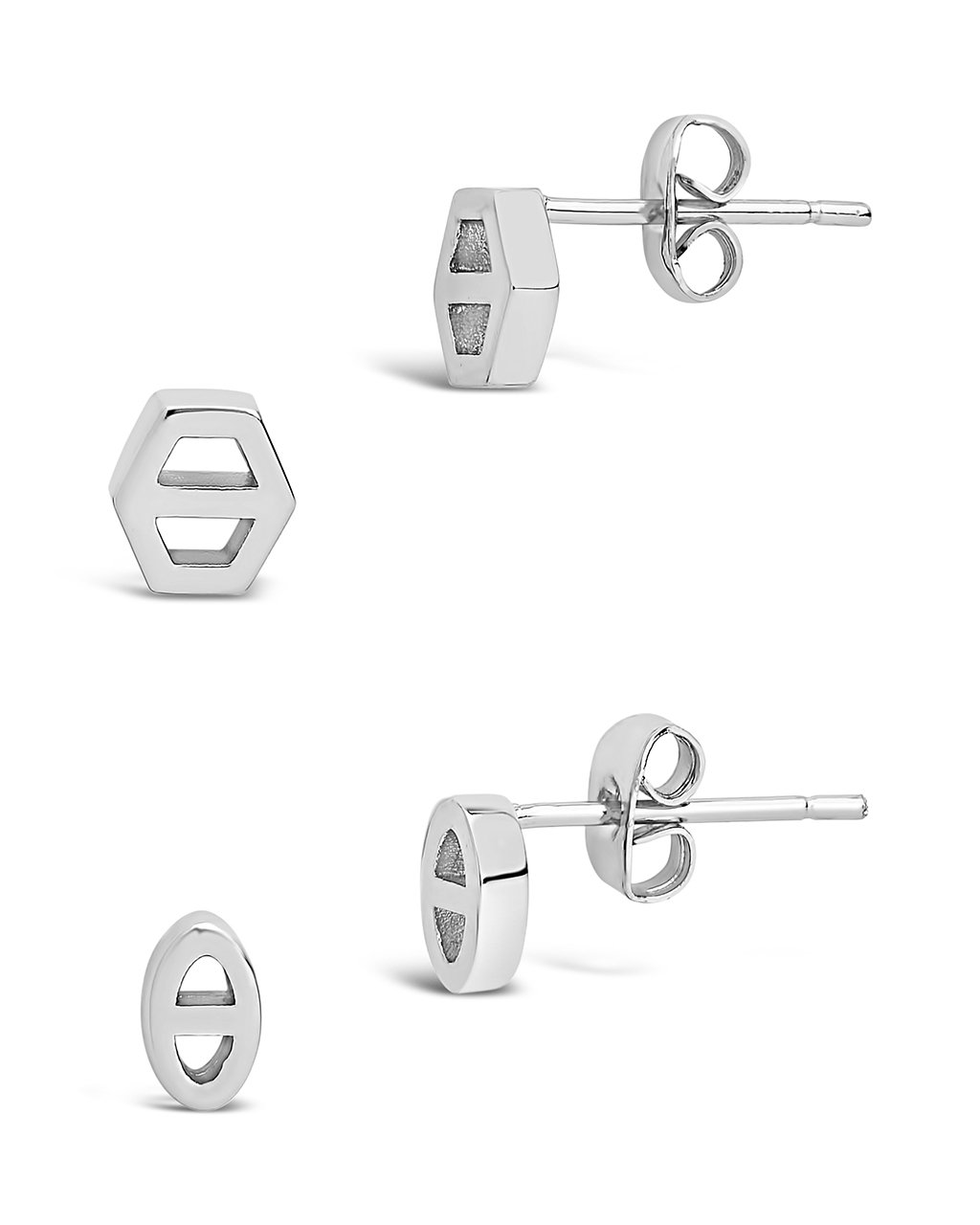 Geometric Anchor Chain Link Stud Set Earring Sterling Forever