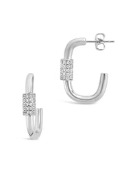 Oval Carabiner Hoops Earring Sterling Forever Silver