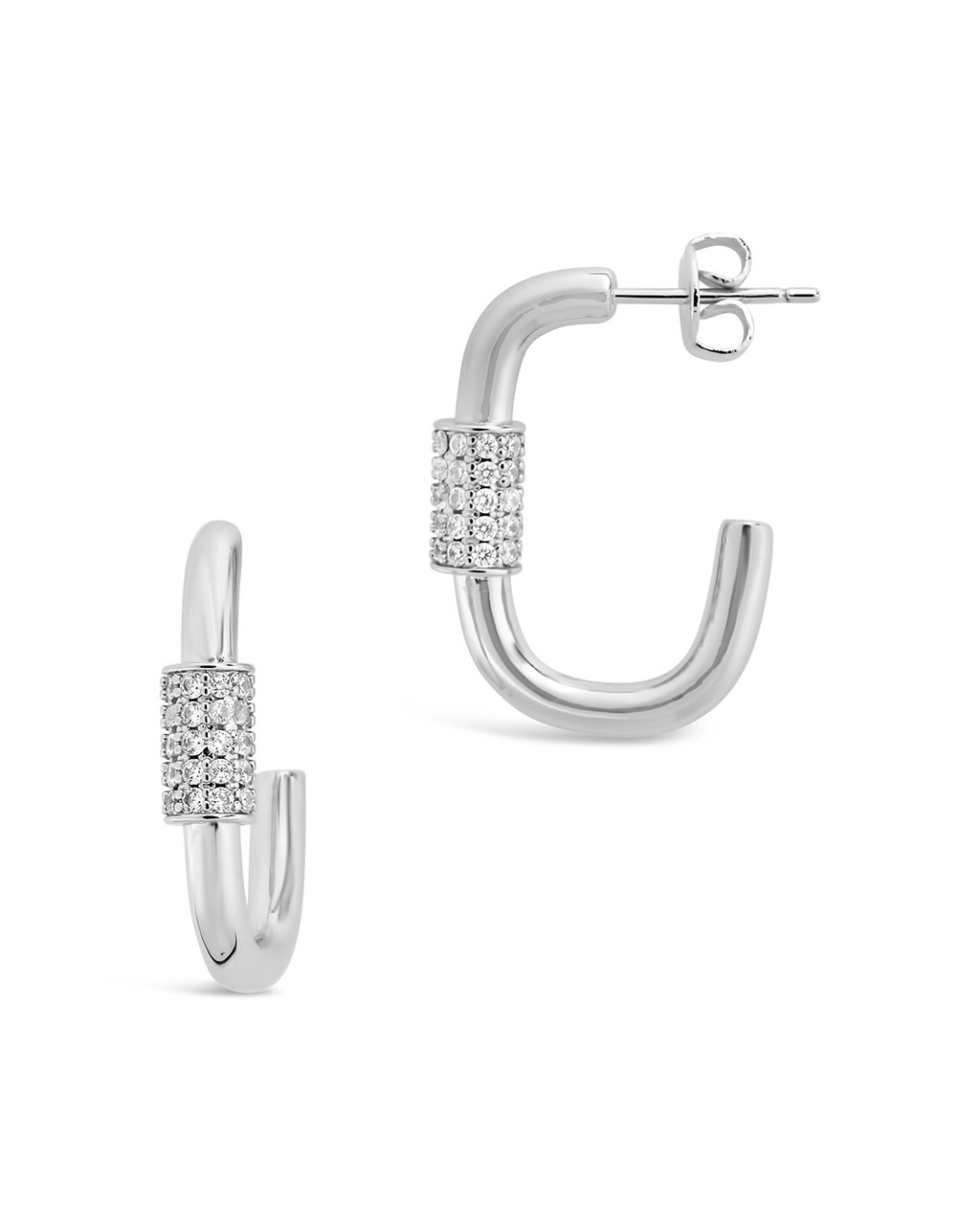 Oval Carabiner Hoops Earring Sterling Forever Silver