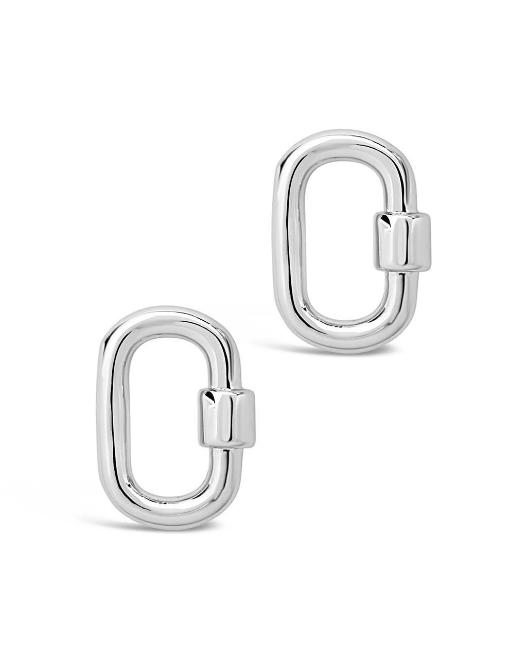 Polished Carabiner Lock Studs Earring Sterling Forever Silver