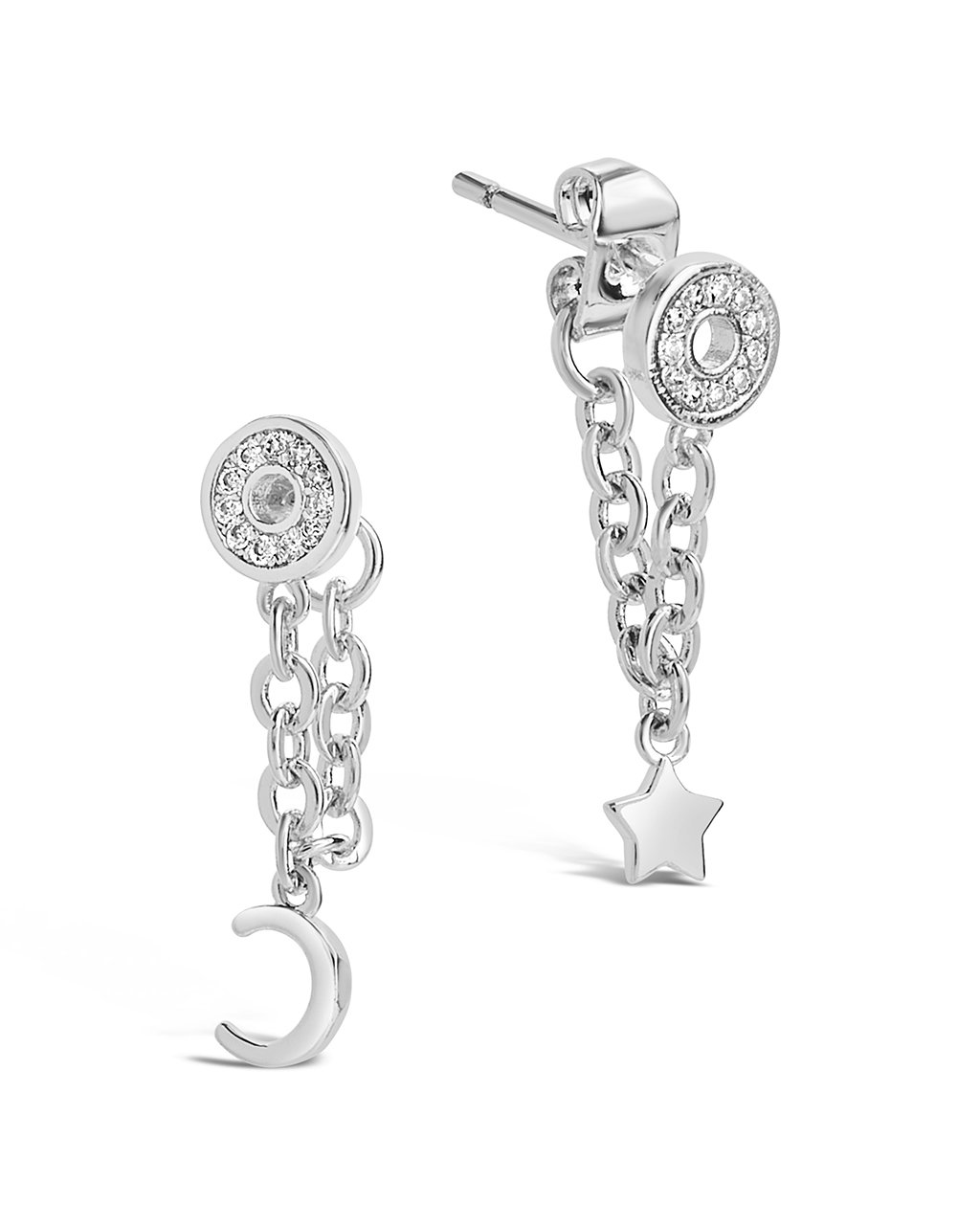 Moon & Star Chain Drop Earrings Earring Sterling Forever