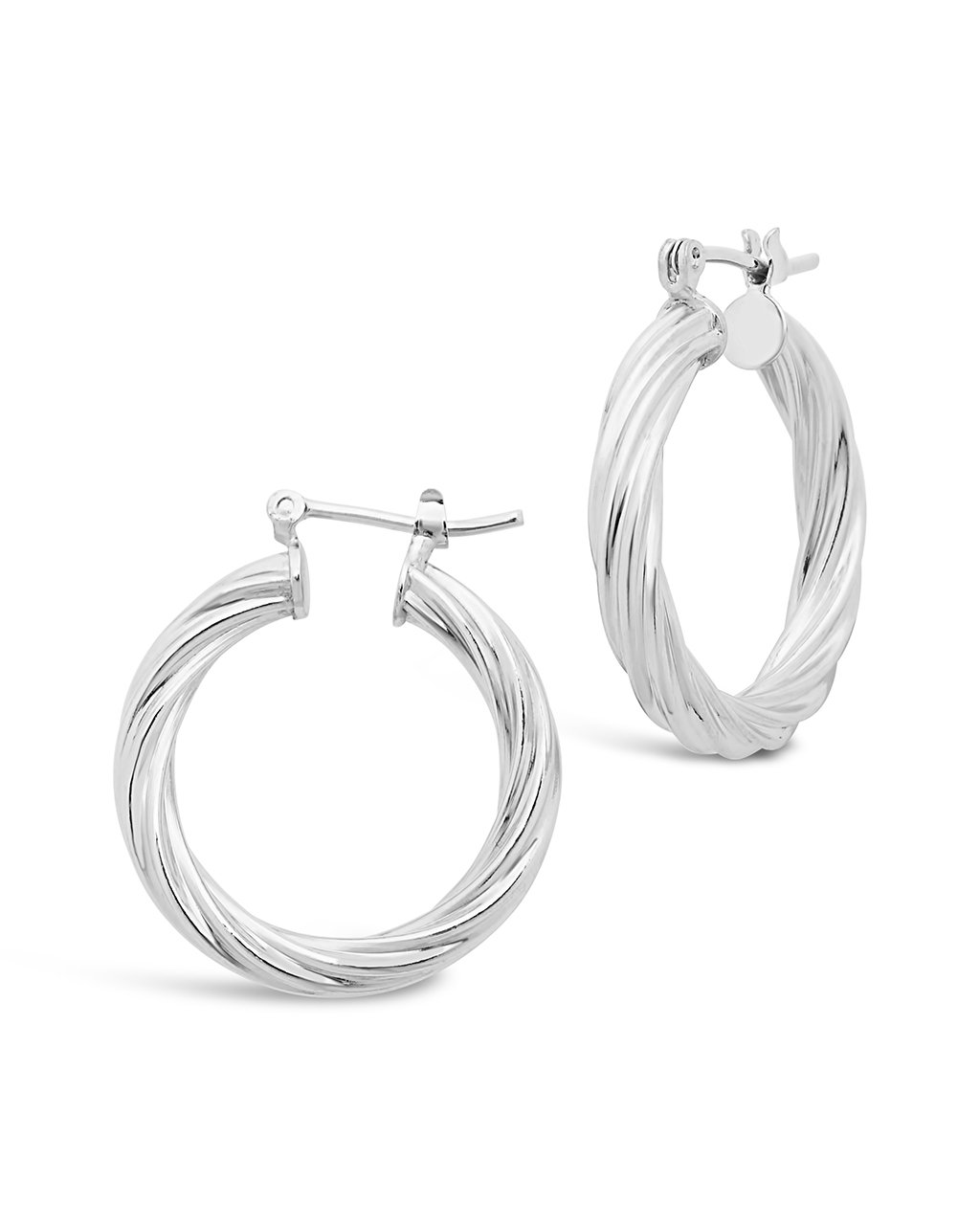 Twisted Hollow Hoops Earring Sterling Forever Silver 