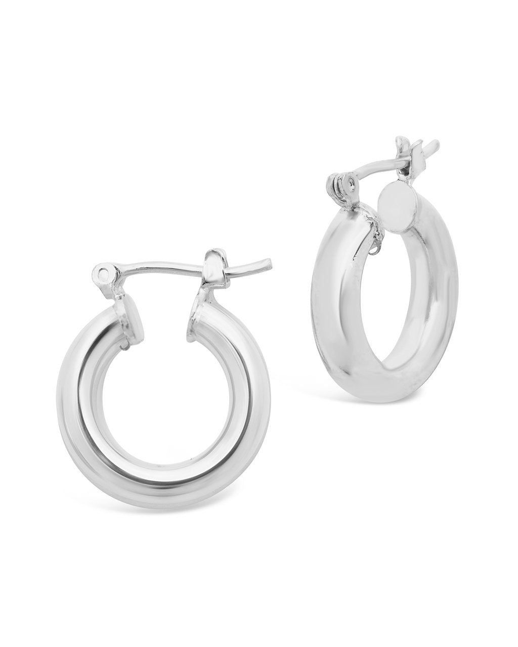Chunky Tube Hoops Earring Sterling Forever Silver Small (0.75") 