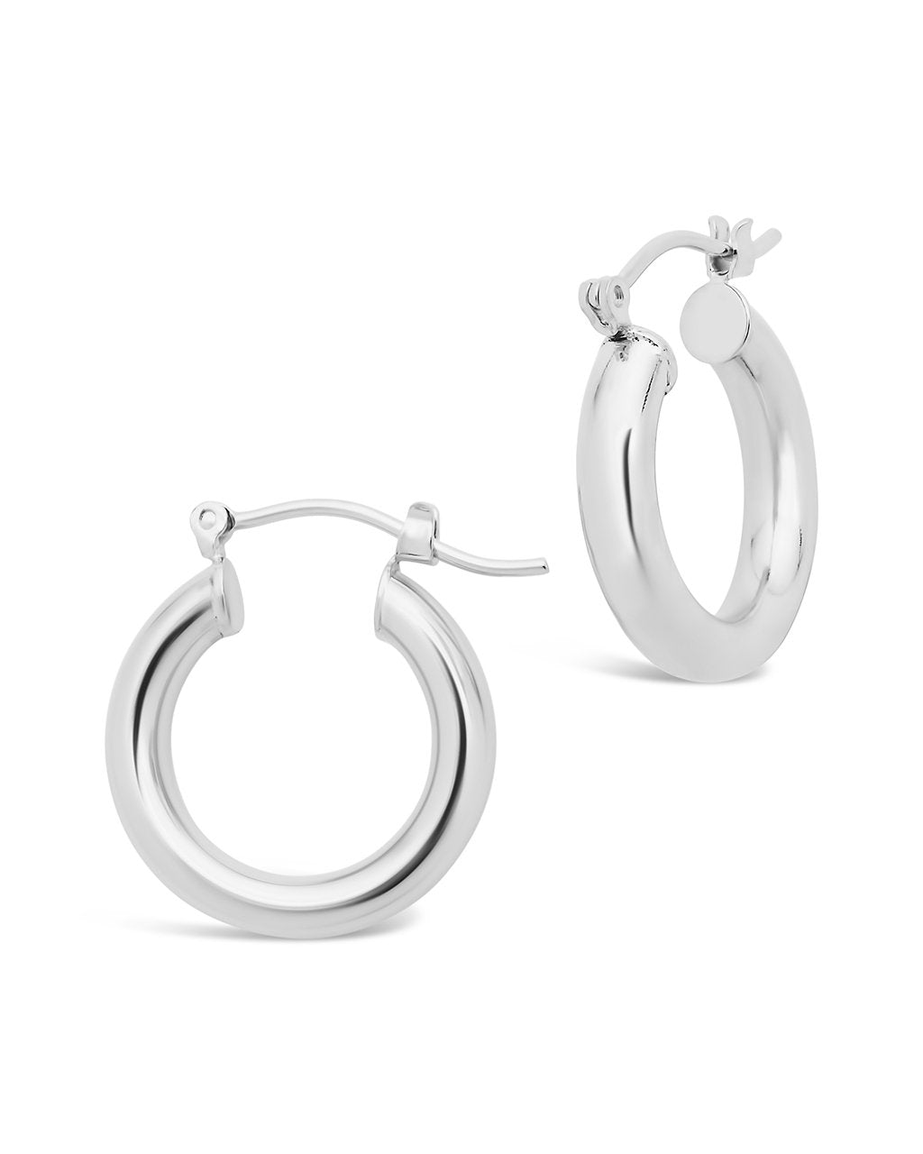 Chunky Tube Hoops Earring Sterling Forever Silver Medium (1") 