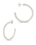 Herringbone Chain Hoops Earring Sterling Forever Silver 