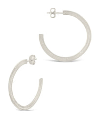Herringbone Chain Hoops Earring Sterling Forever Silver 