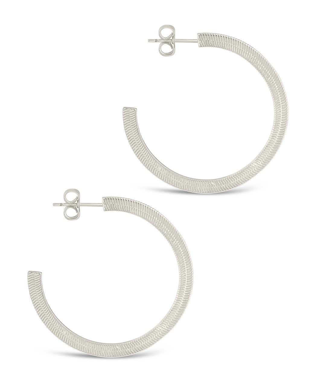 Herringbone Chain Hoops Earring Sterling Forever 