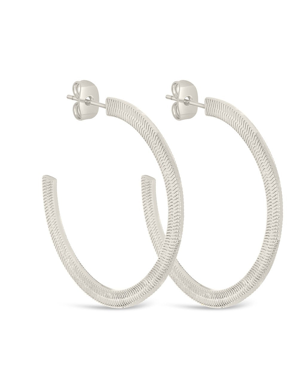 Herringbone Chain Hoops Earring Sterling Forever 