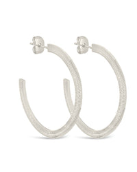 Herringbone Chain Hoops Earring Sterling Forever 