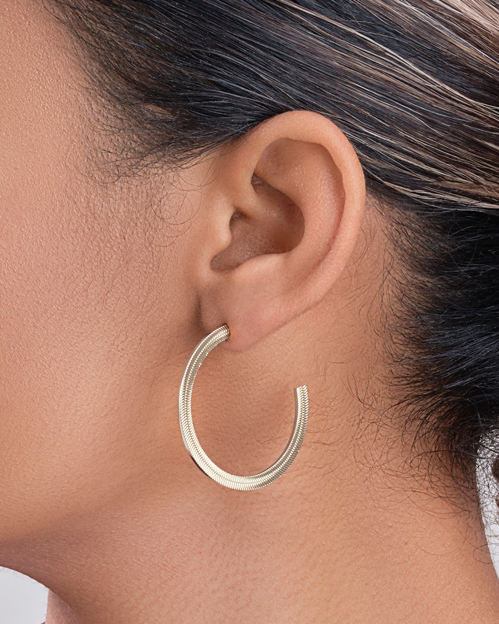 Herringbone Chain Hoops Earring Sterling Forever 