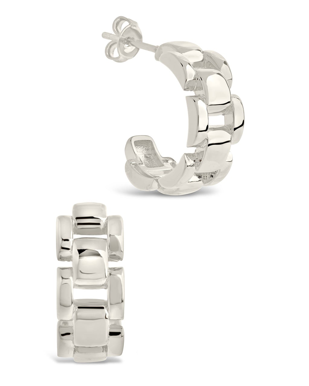 Chain Link Huggie Hoops Earring Sterling Forever Silver 