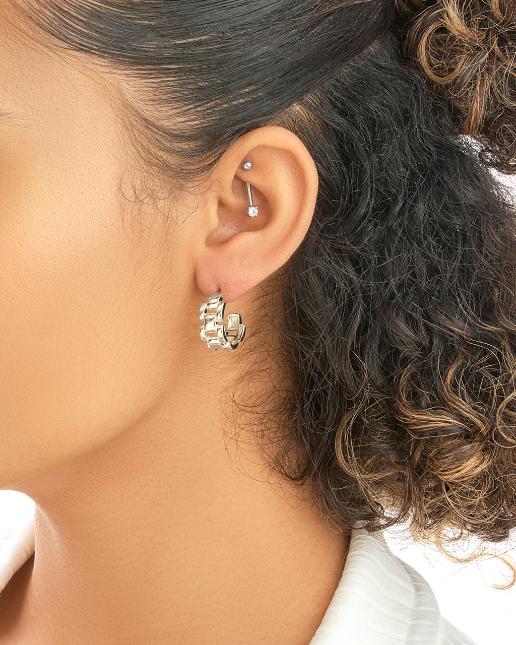 Chain Link Huggie Hoops Earring Sterling Forever 