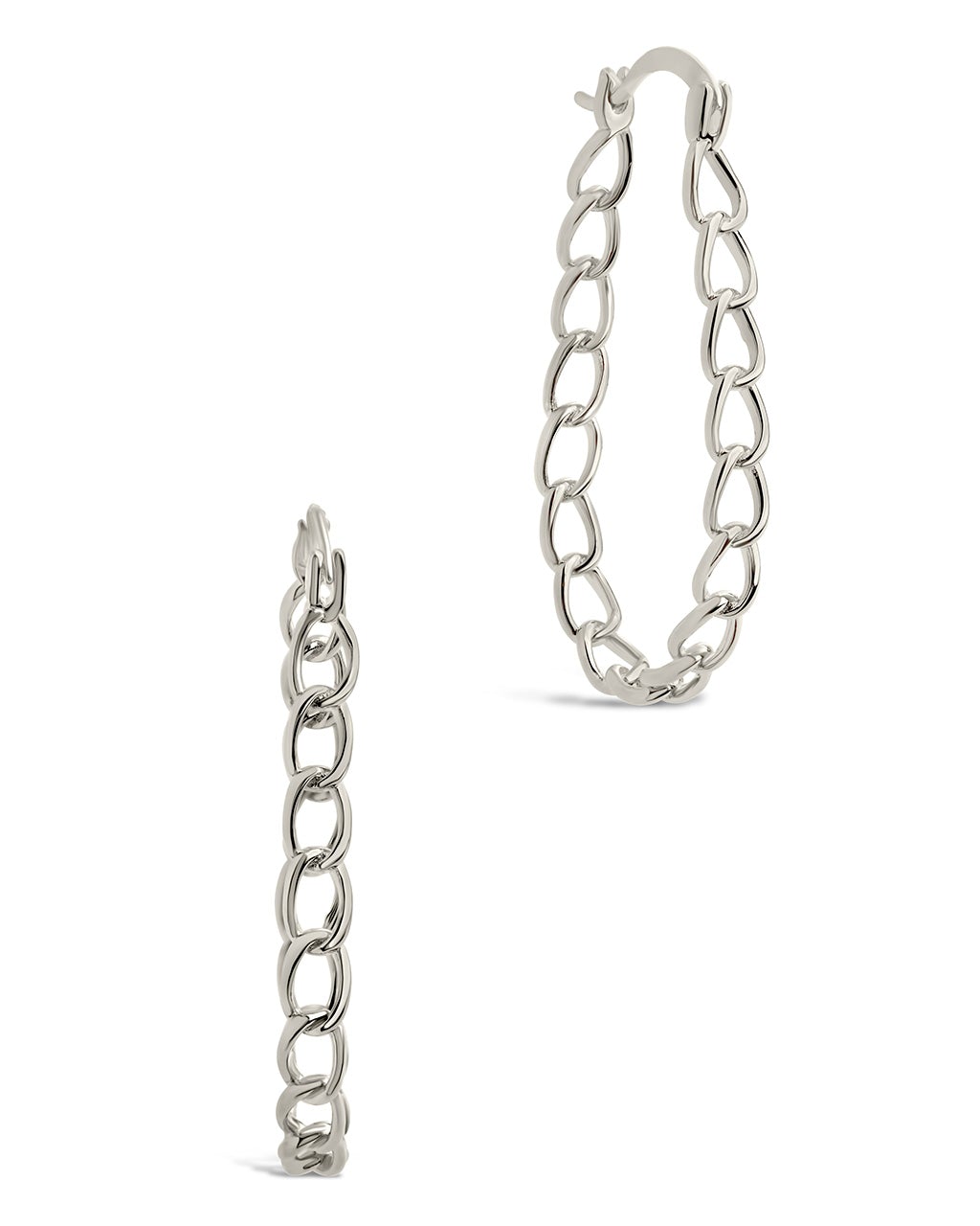 Chain Link Statement Hoops Earring Sterling Forever Silver 