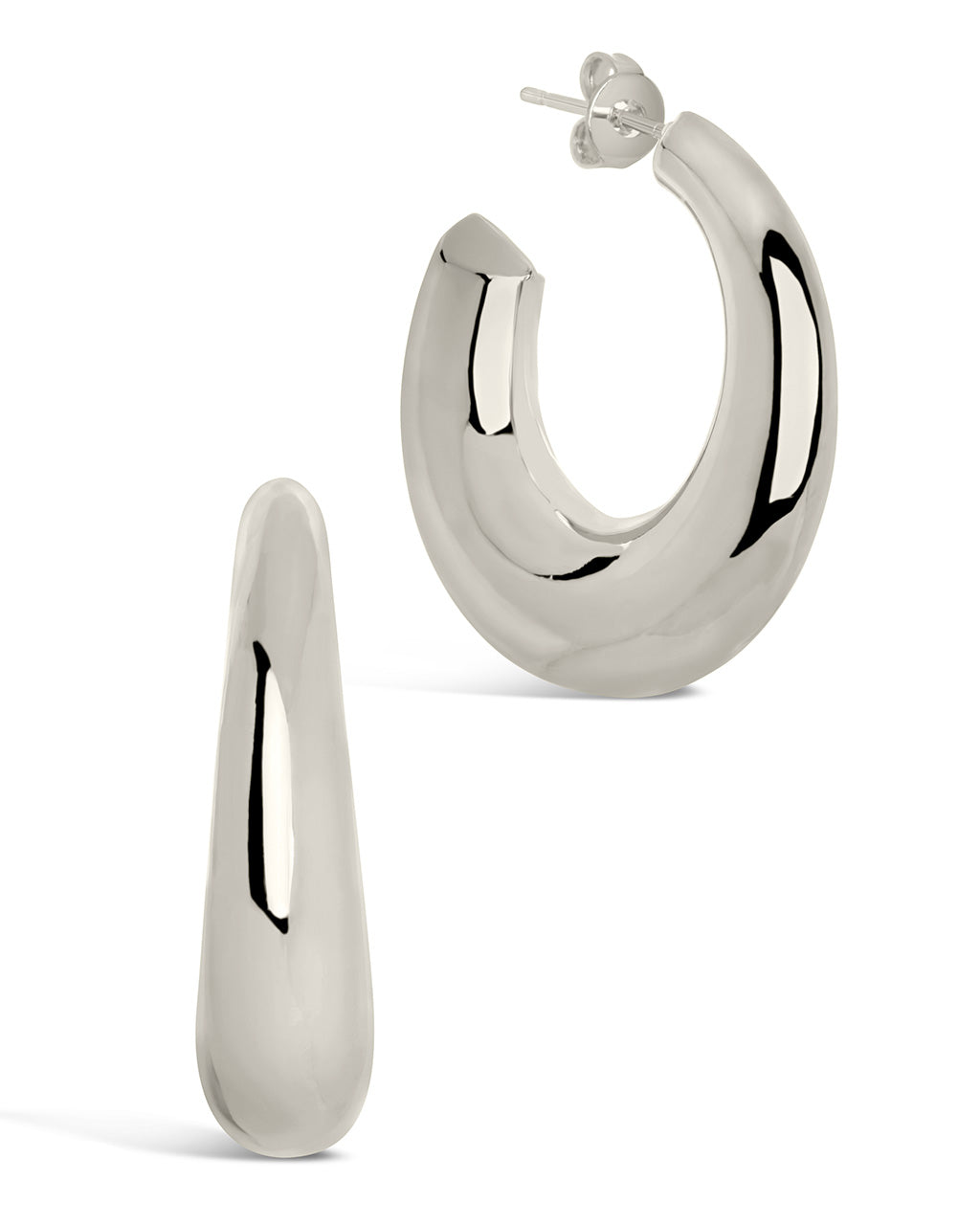 Thick Chunky Hoops, Small Bold Hoop Earrings, Statement Silver Hoops