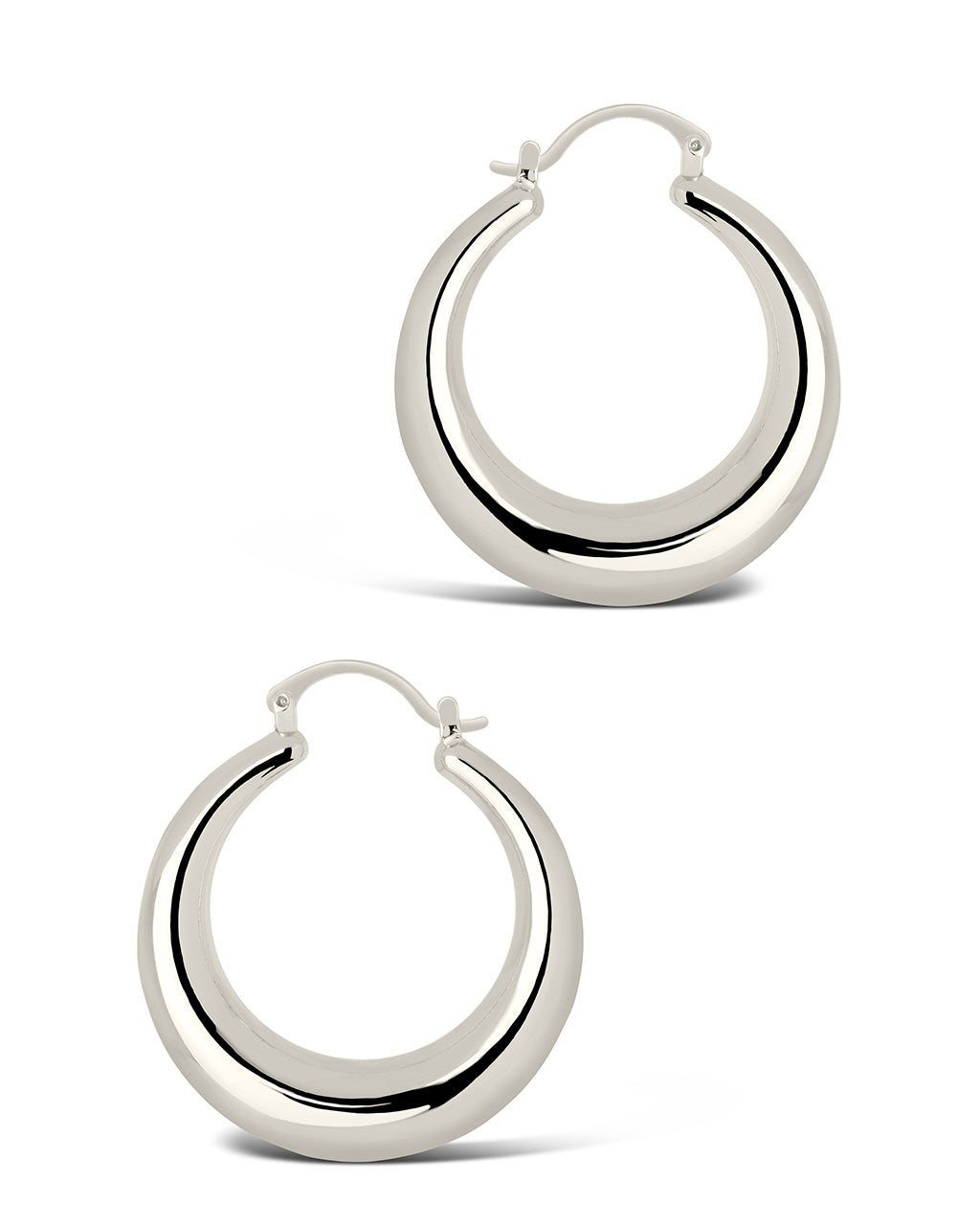 Sterling Forever Thick Hollow Hoop Earrings