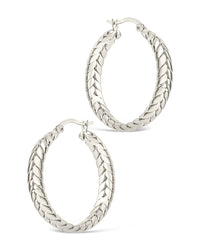 Double Row Herringbone Statement Hoops Earring Sterling Forever 