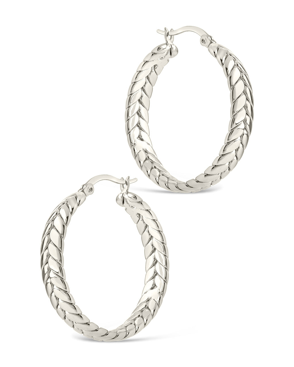 Double Row Herringbone Statement Hoops Earring Sterling Forever 