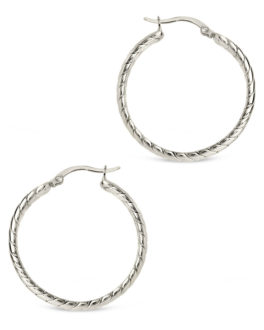 Sterling Forever Women's Ribbed Statement Huggie Hoop Earrings - Silver