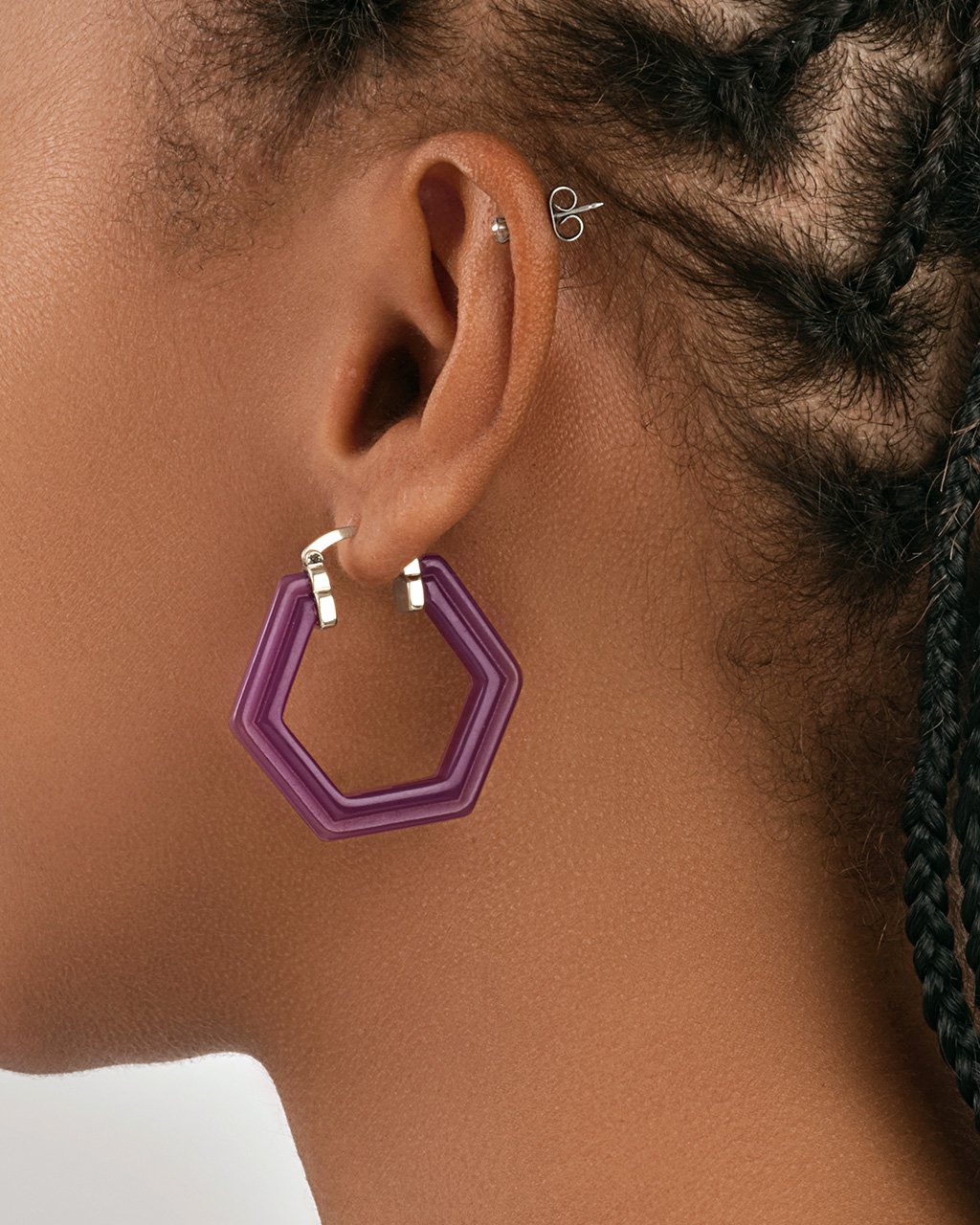 Lucite Hex Hoops Earring Sterling Forever 