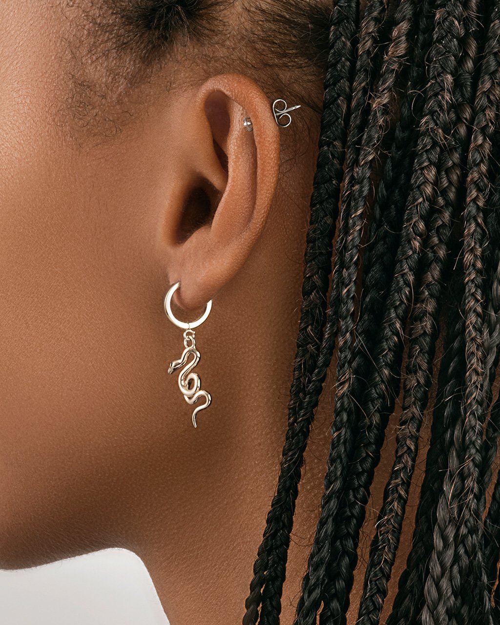 Sterling Silver Dangling Snake Micro Hoops Earring Sterling Forever 