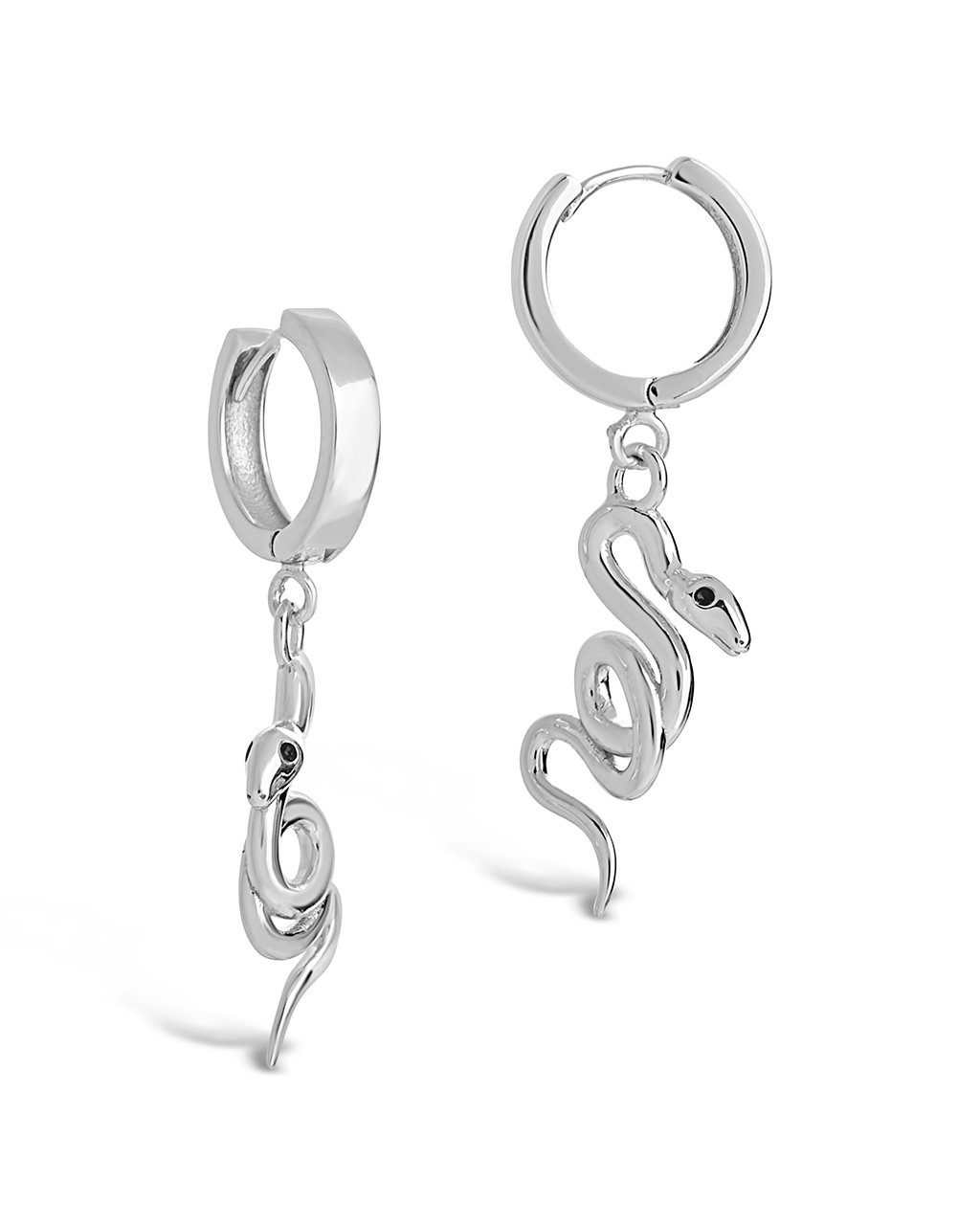 Sterling Silver Dangling Snake Micro Hoops Earring Sterling Forever