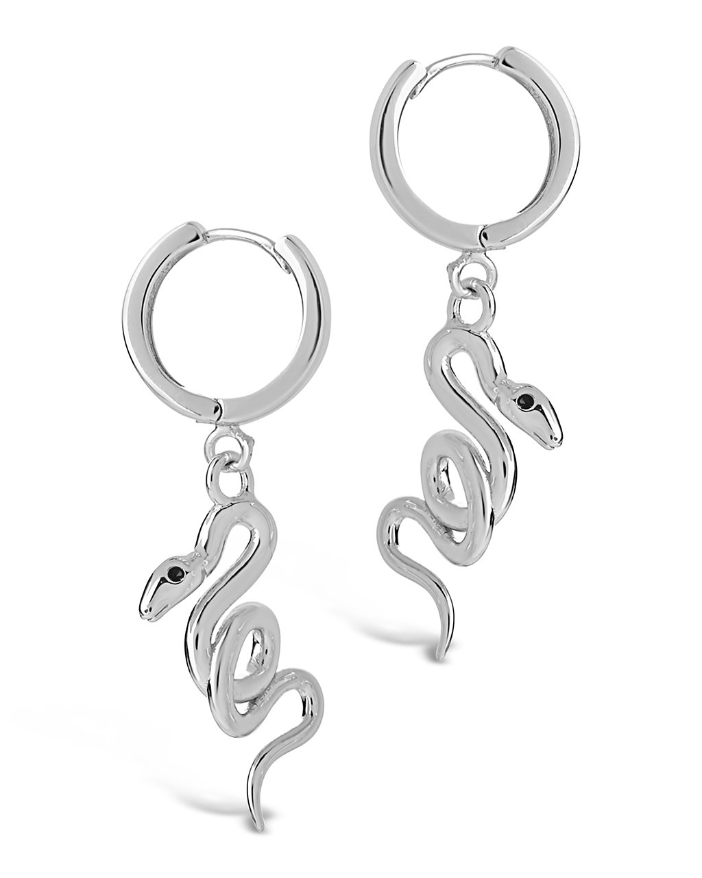 Sterling Silver Dangling Snake Micro Hoops Earring Sterling Forever Silver
