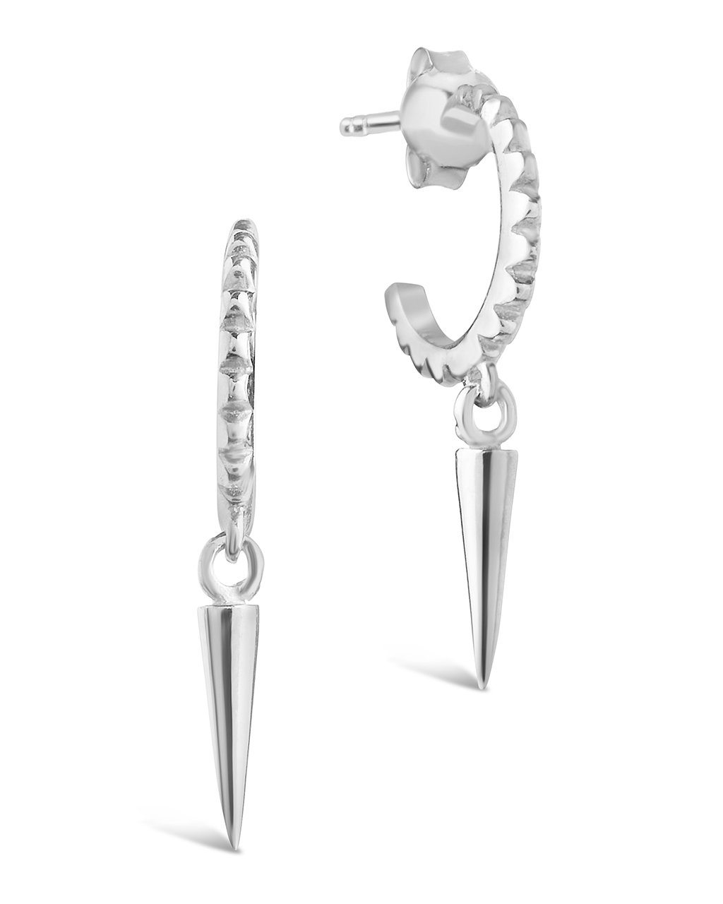 Sterling Silver Spike Stud Hoops Earring Sterling Forever Silver 