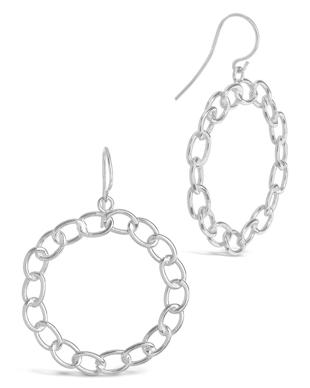 Sterling Silver Chain Link Circle Dangle Earrings Earring Sterling Forever 