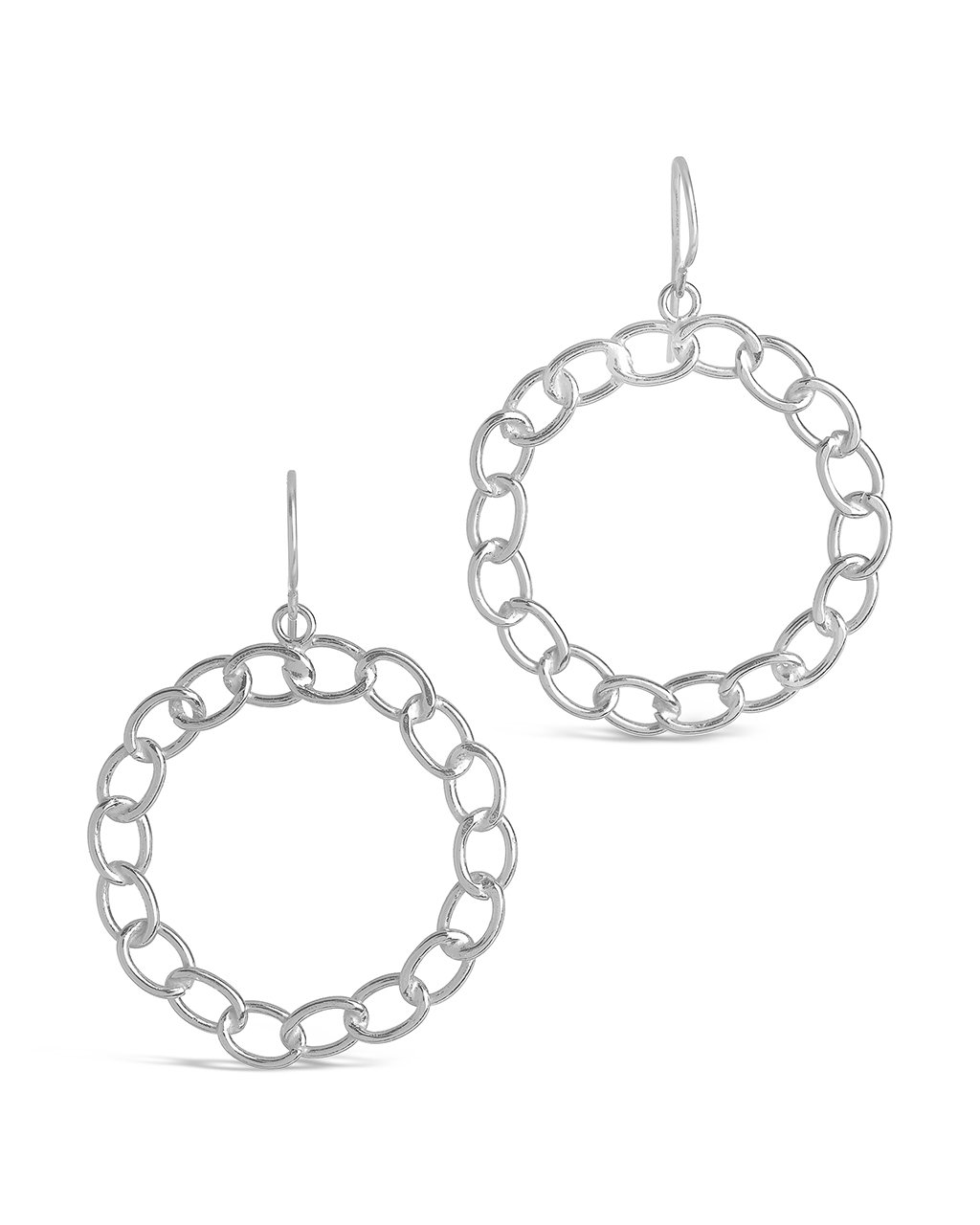 Sterling Silver Chain Link Circle Dangle Earrings Earring Sterling Forever Silver 