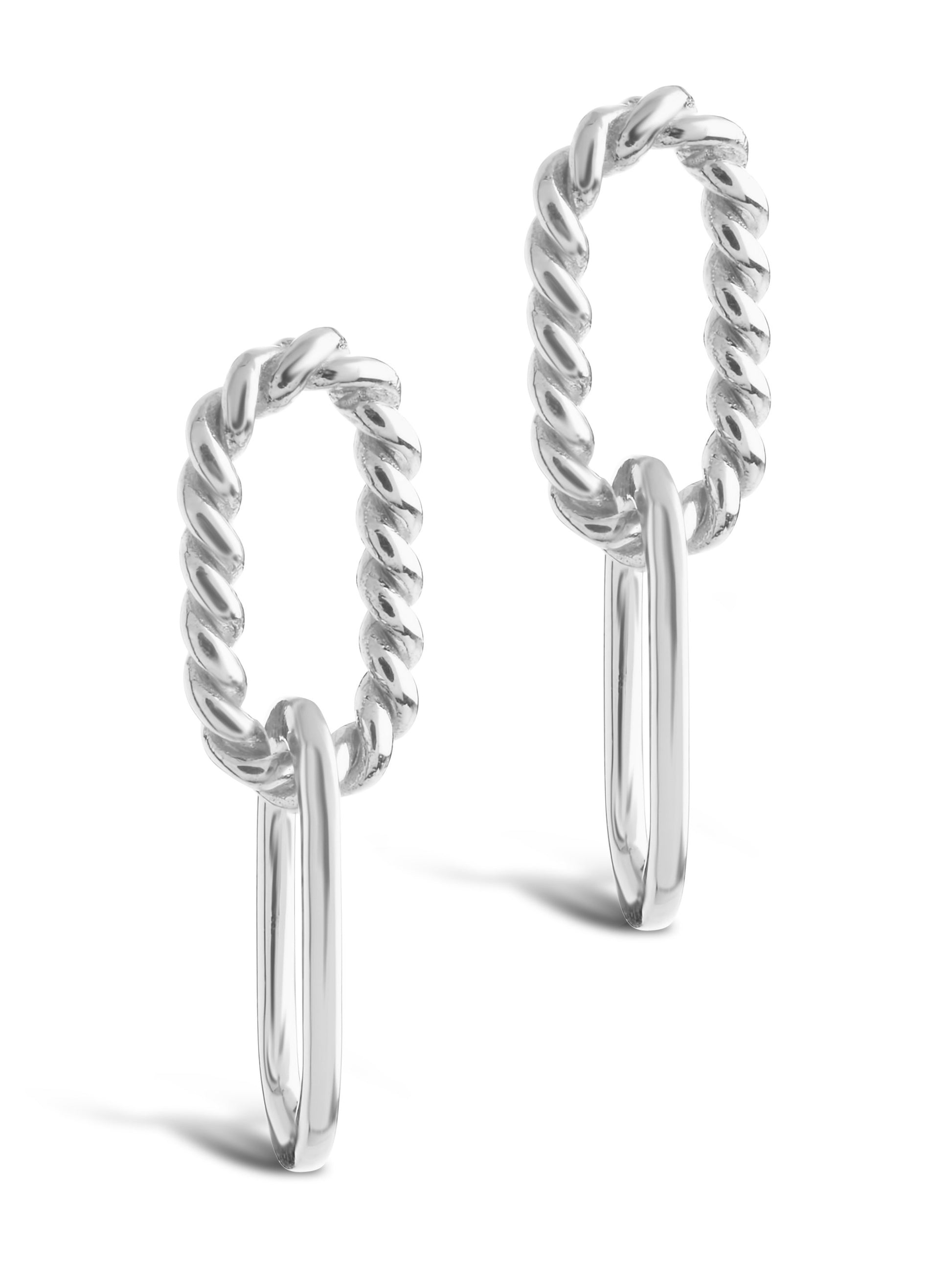 Sterling Silver Textured & Polished Interlocking Oval Drop Earrings Earring Sterling Forever Silver 
