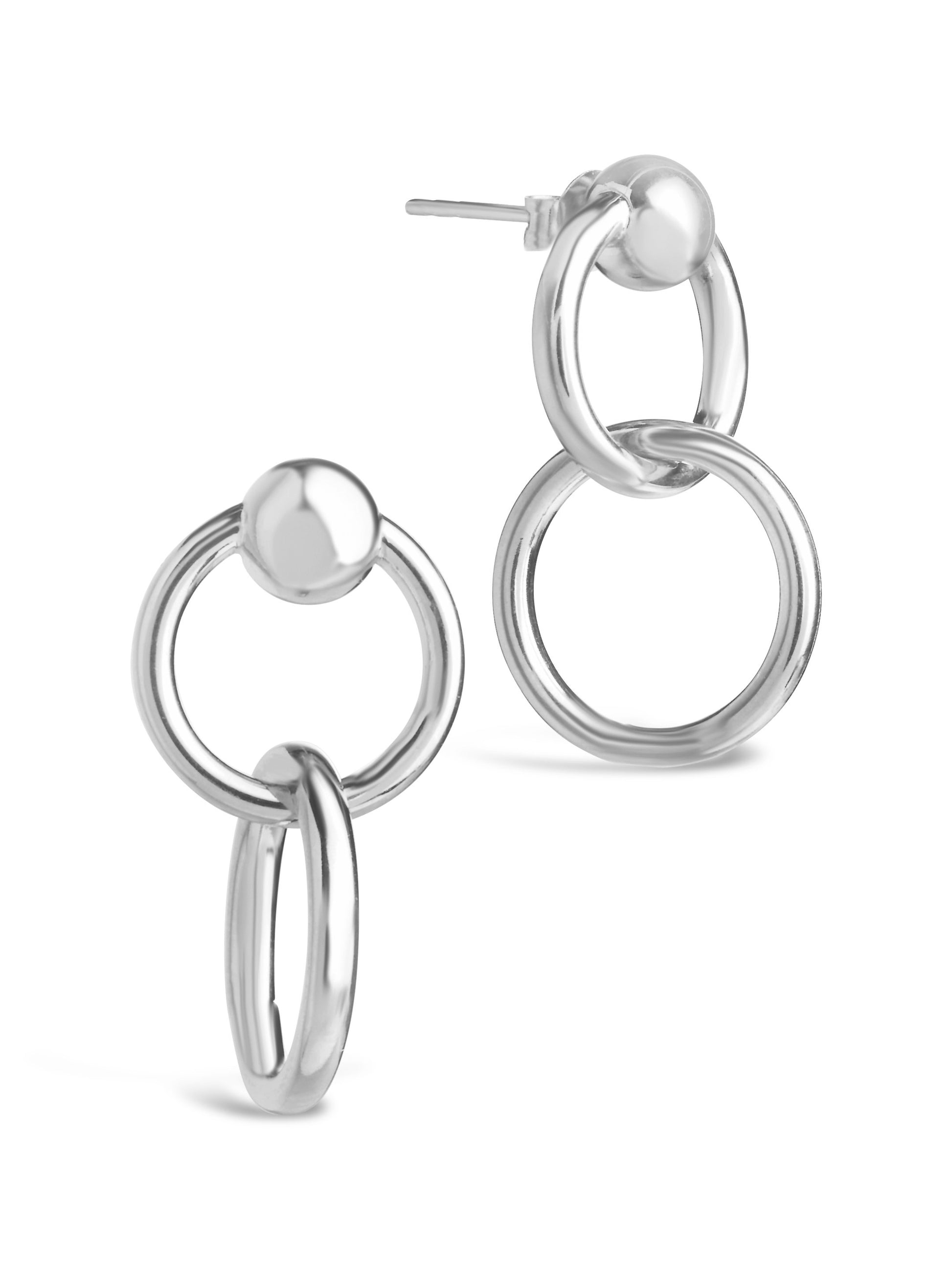 Sterling silver Polished Interlocking Circle Drop Earrings Earring Sterling Forever 