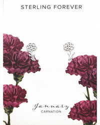 Sterling Silver Birth Flower Studs Earring Sterling Forever Silver January / Carnation 