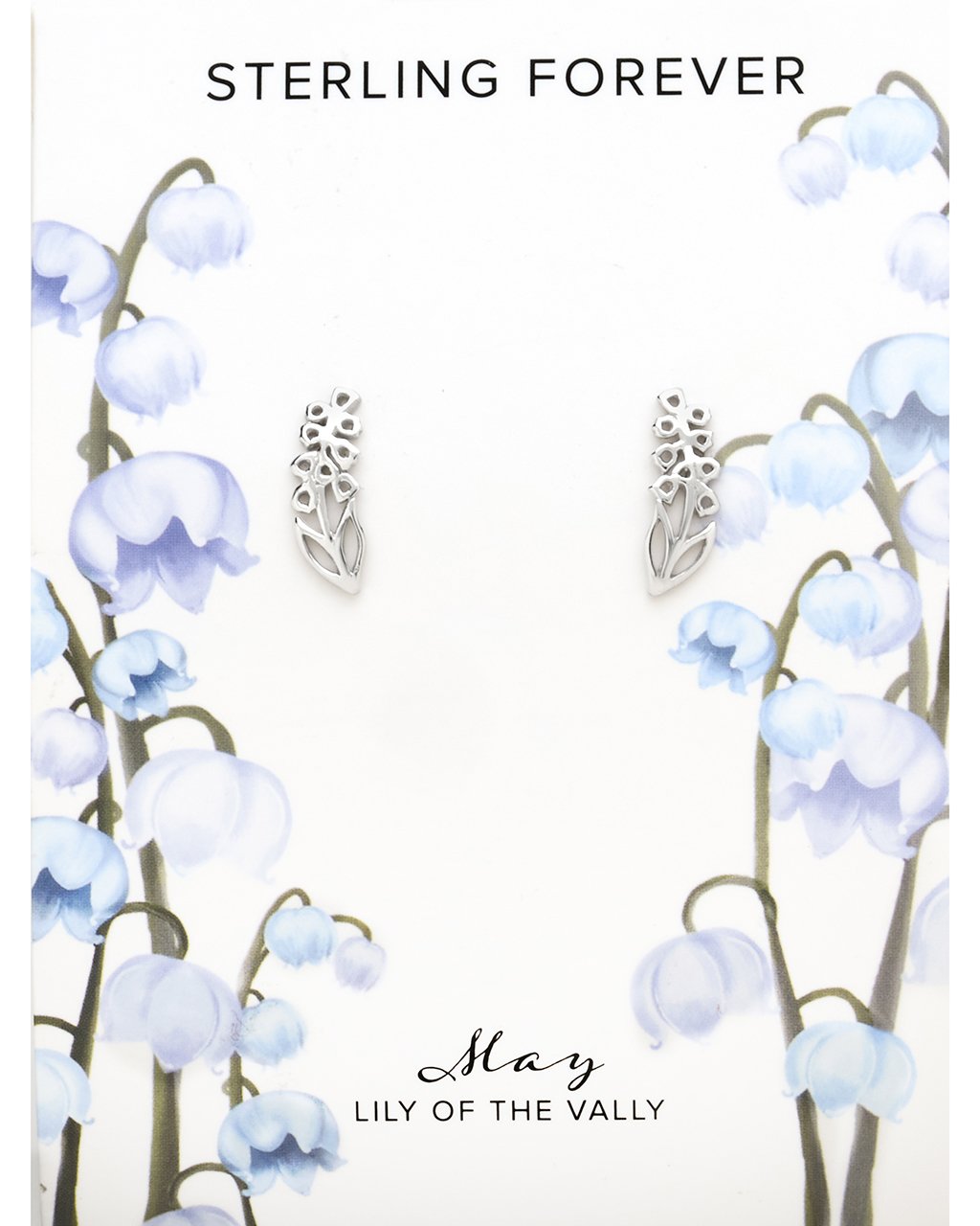 Sterling Silver Birth Flower Studs Earring Sterling Forever Silver May / Lily of the Valley 