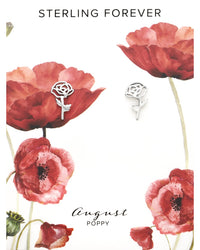 Sterling Silver Birth Flower Studs Earring Sterling Forever Silver August / Poppy 
