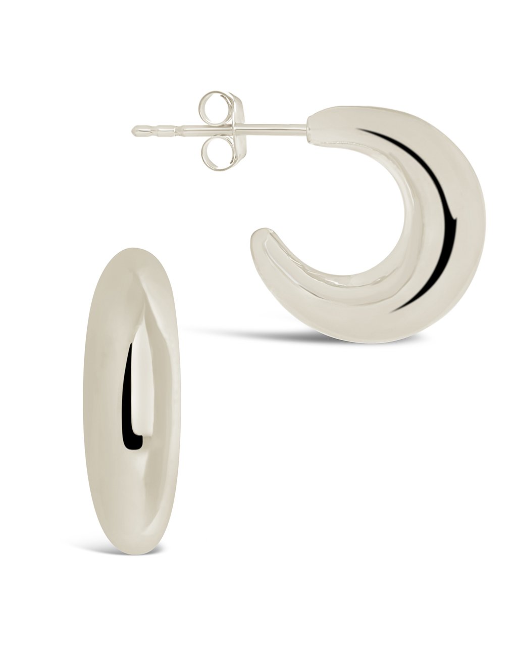 Sterling Silver Chunky Tube Stud Hoops Earring Sterling Forever Silver 