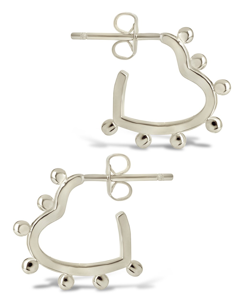 Sterling Silver Studded Heart Hoops Earring Sterling Forever Silver 