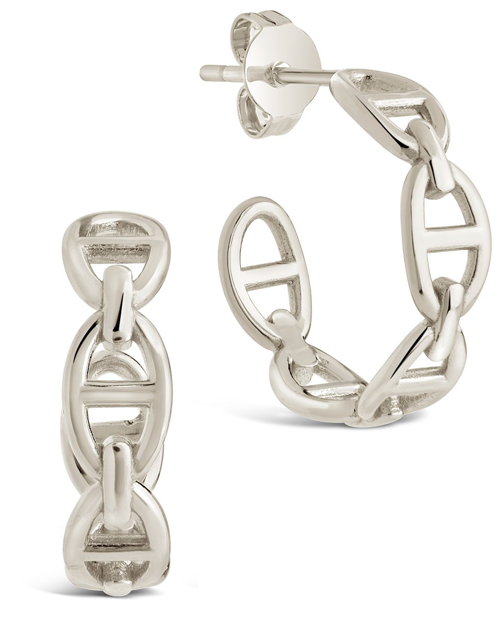 Sterling Silver Anchor Chain Hoops Earring Sterling Forever Silver 