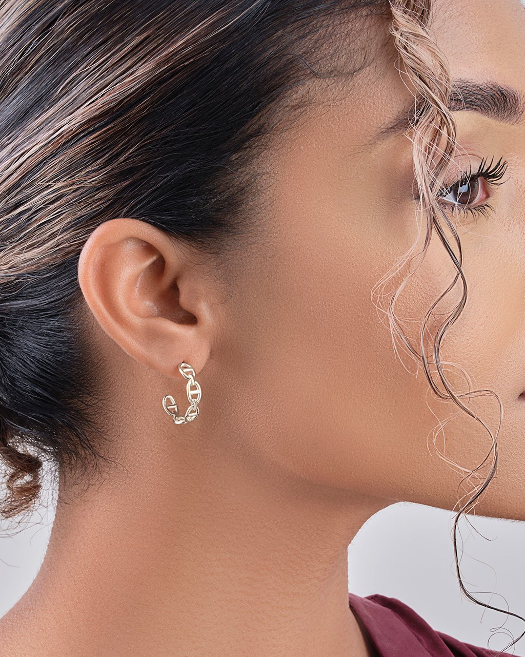 Sterling Silver Anchor Chain Hoops Earring Sterling Forever 