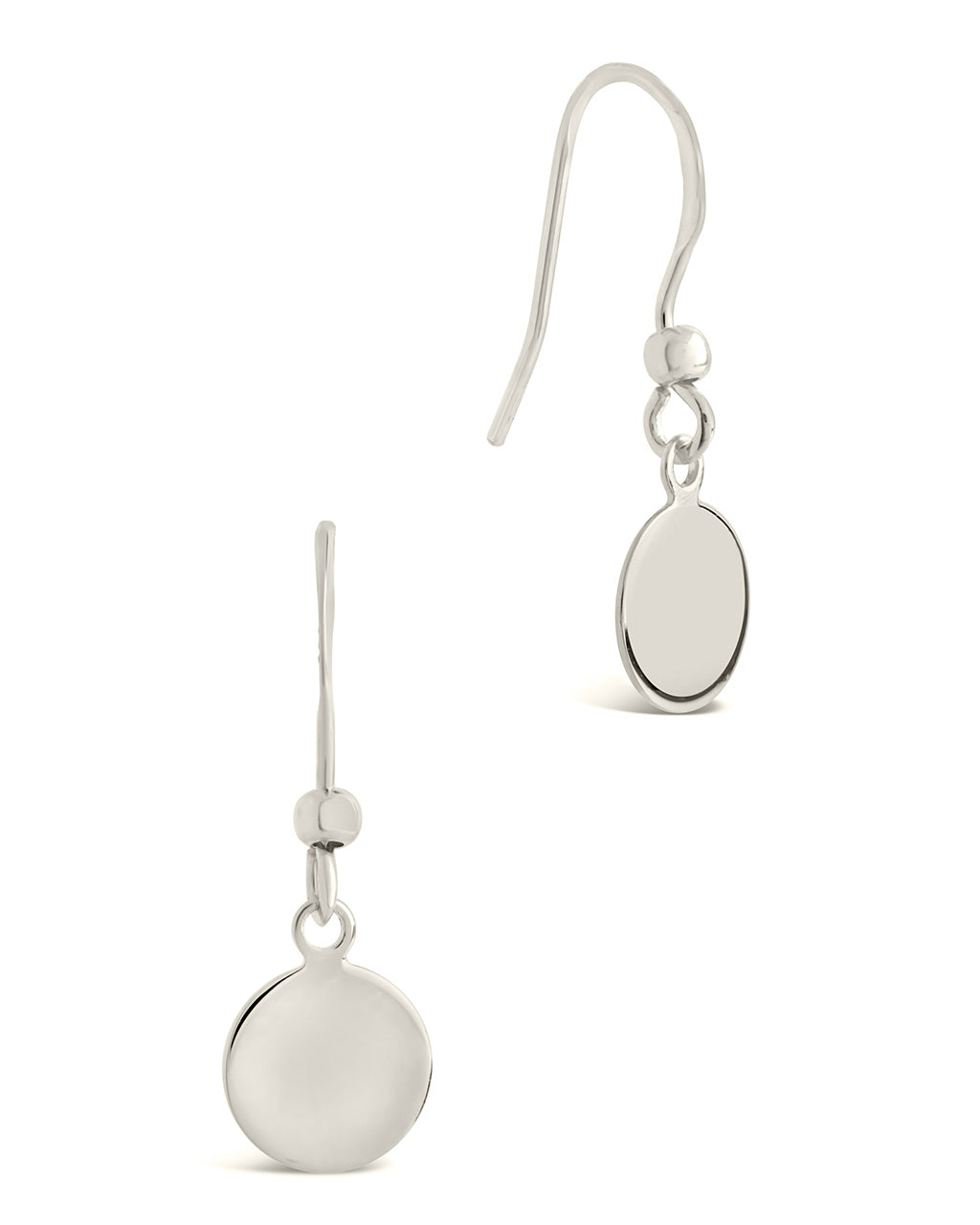 Sterling Silver Fishhook Disc Drop Earrings Earring Sterling Forever Silver 