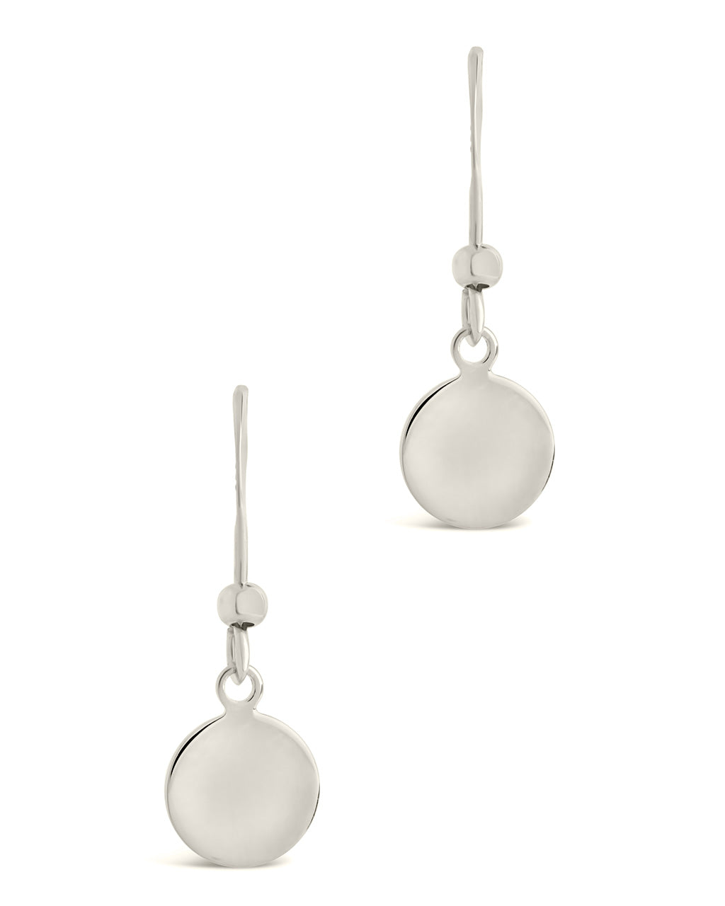 Sterling Silver Fishhook Disc Drop Earrings Earring Sterling Forever 