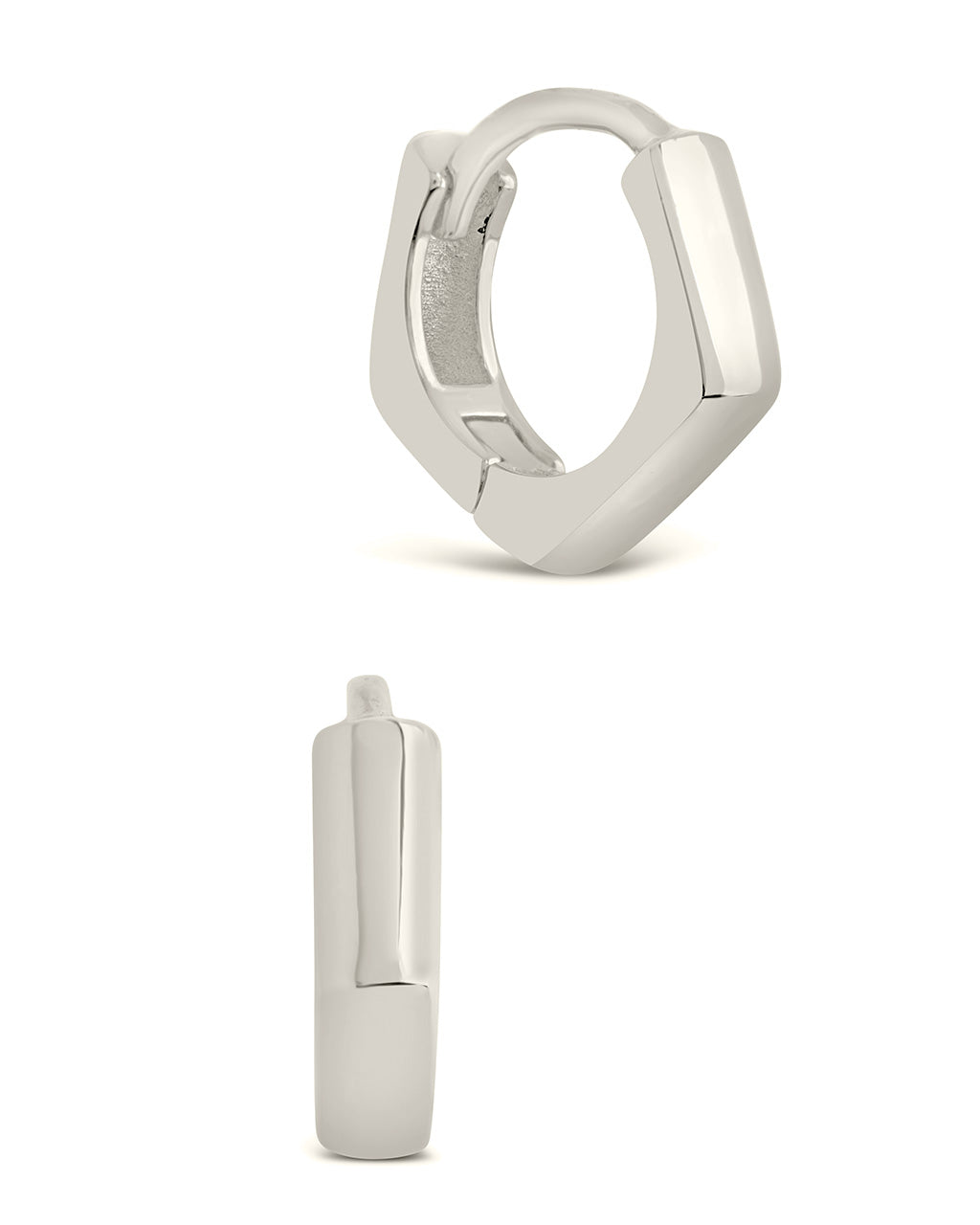 Sterling Silver Polished Geo Micro Hoops Earring Sterling Forever Silver 
