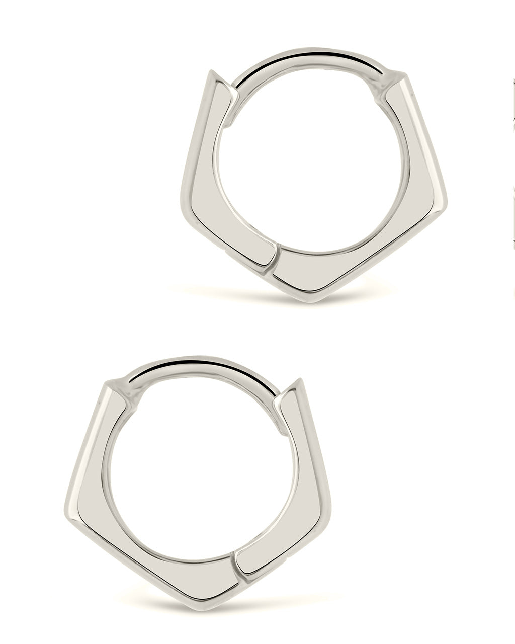 Sterling Silver Polished Geo Micro Hoops Earring Sterling Forever 